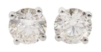 Pair of 18ct white gold round brilliant cut diamond stud earrings