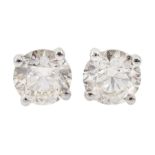 Pair of 18ct white gold round brilliant cut diamond stud earrings