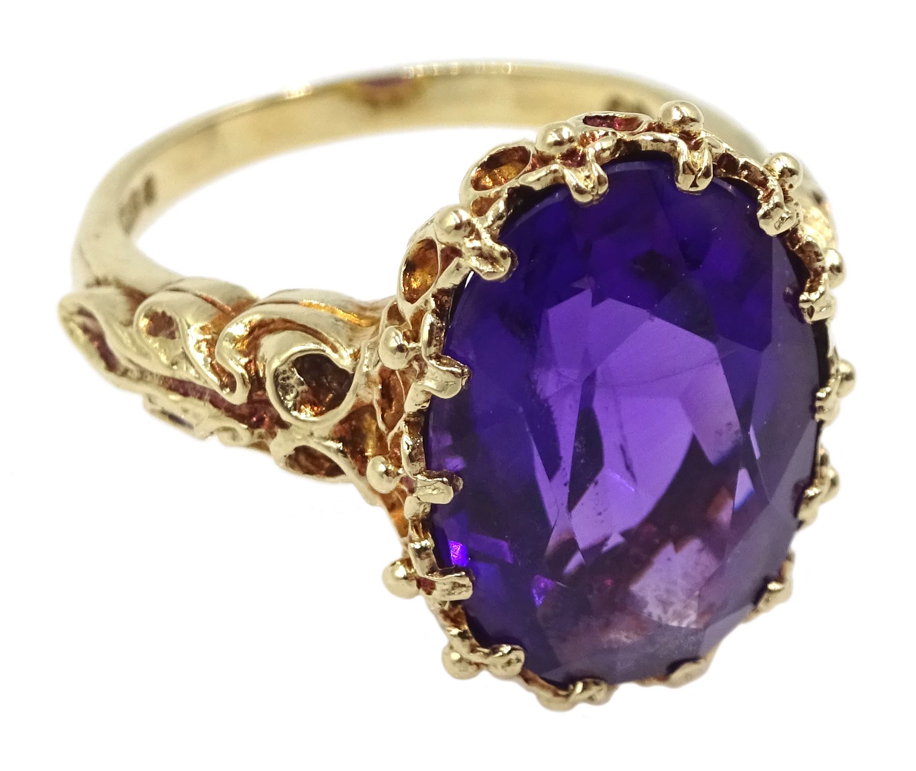 9ct gold single stone oval amethyst ring - Image 3 of 4