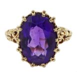 9ct gold single stone oval amethyst ring