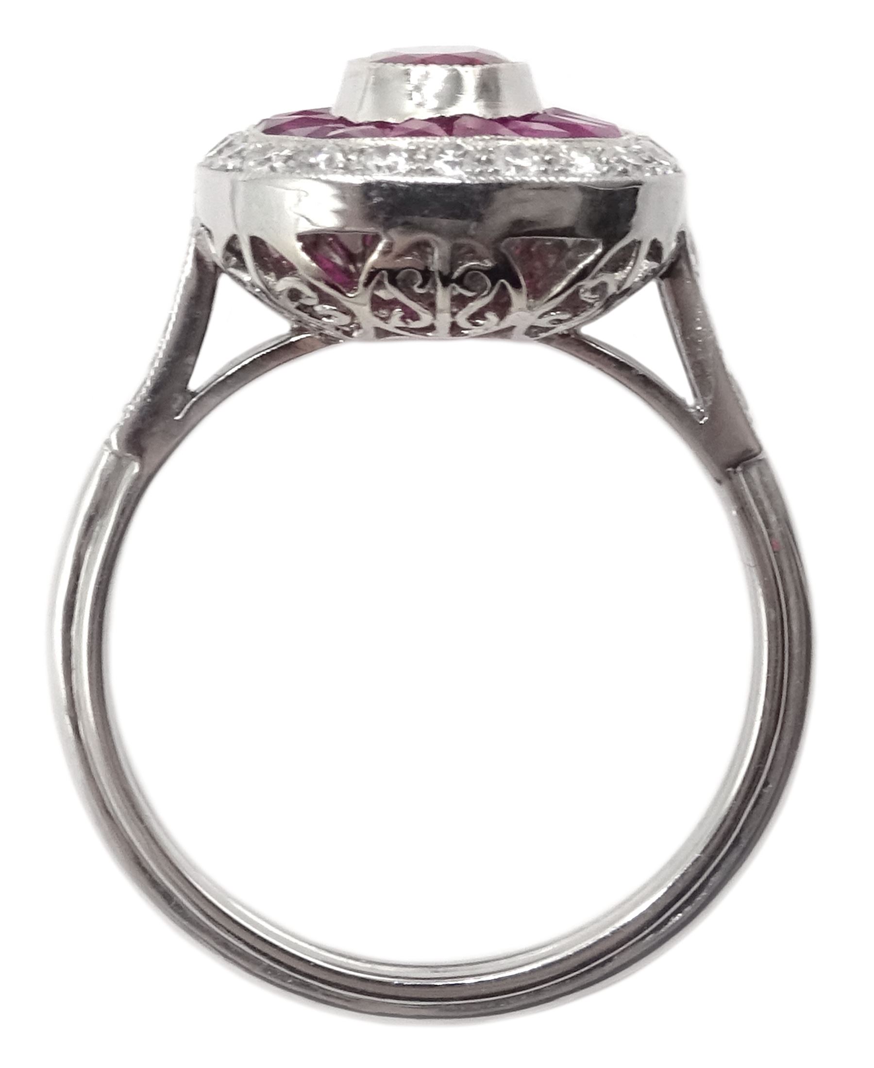 Platinum ring set with central oval ruby - Image 3 of 4
