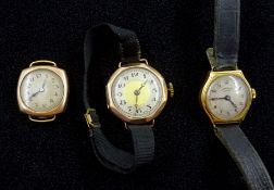 J W Benson early 20th century 18ct gold ladies manual wind wristwatch