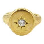 18ct gold gentleman's single stone diamond gypsy set ring