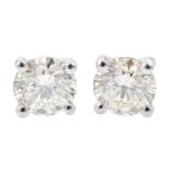 Pair of 18ct white gold round brilliant cut diamond stud earrings