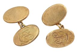 Pair of 9ct rose gold monogrammed cufflinks