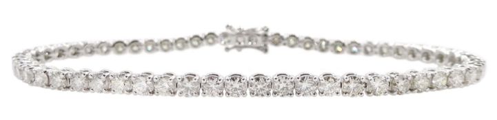 18ct white gold round brilliant cut diamond line bracelet