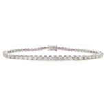 18ct white gold round brilliant cut diamond line bracelet