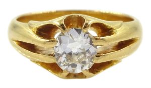 Early 20th century gold old cut single stone diamond ring