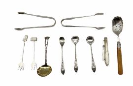 Pair of Victorian silver salt spoons and matching mustard spoon Sheffield 1897