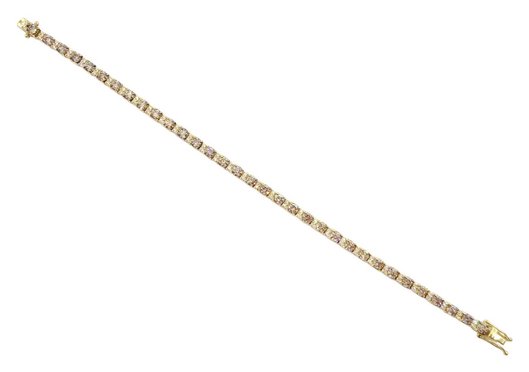 Gold round brilliant cut diamond champagne and white diamond bracelet - Image 3 of 3