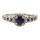 18ct white gold round sapphire and diamond cluster ring
