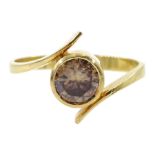 18ct gold fancy champagne colour diamond bezel set ring