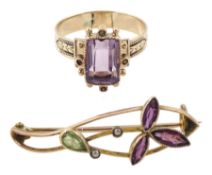 Victorian 9ct rose gold amethyst ring