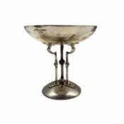 Art Nouveau silver tazza with dished top on triple column and circular foot D11cm London 1913 retail