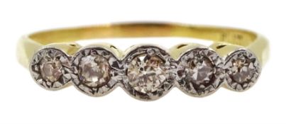 18ct gold five stone old cut diamond ring