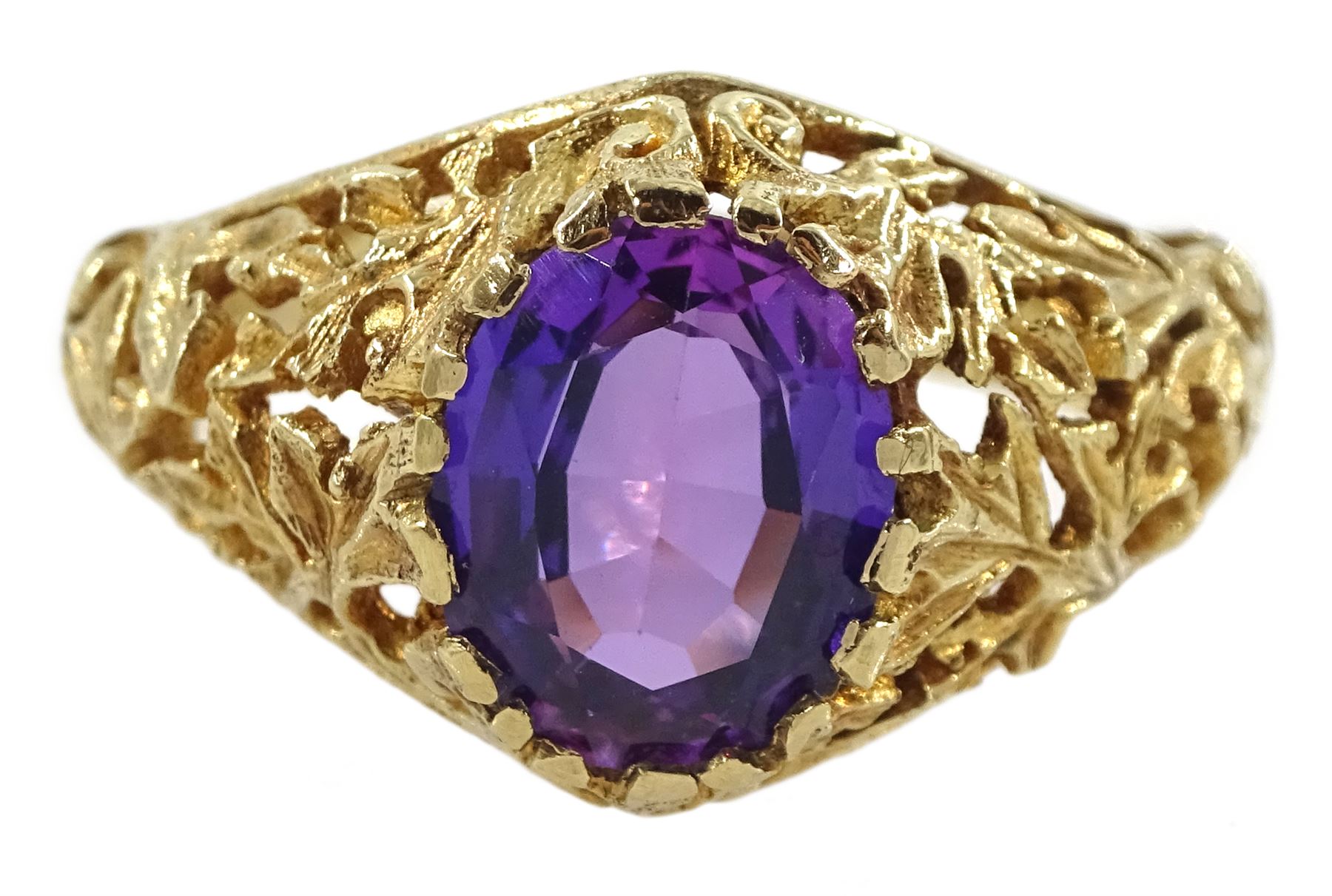 9ct gold single stone oval amethyst ring