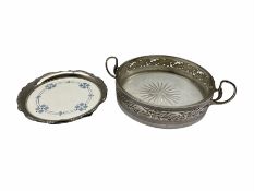 WMF silver-plated twin handled bowl with pierced decoration and glass liner