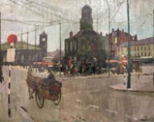 J Elcoat (Northern British mid 20th century): 'South Shields Market Place'