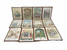 Twelve Victorian framed music sheet covers to include Coote's New Promenade Quadrille