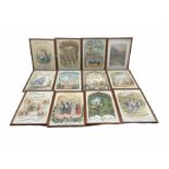 Twelve Victorian framed music sheet covers to include Coote's New Promenade Quadrille