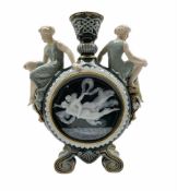 A Victorian George Jones Pate-sur-Pate moon flask decorated by Frederick Schenk