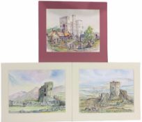 John Hughes Roberts (British 20th century): 'Dolwyddelan Castle' 'Dolbadarn Castle Llanberis' and 'C