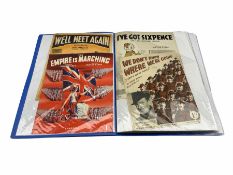 An album of Victorian and later sheet music covers mostly relating to WW2 to include I've Got Sixpen