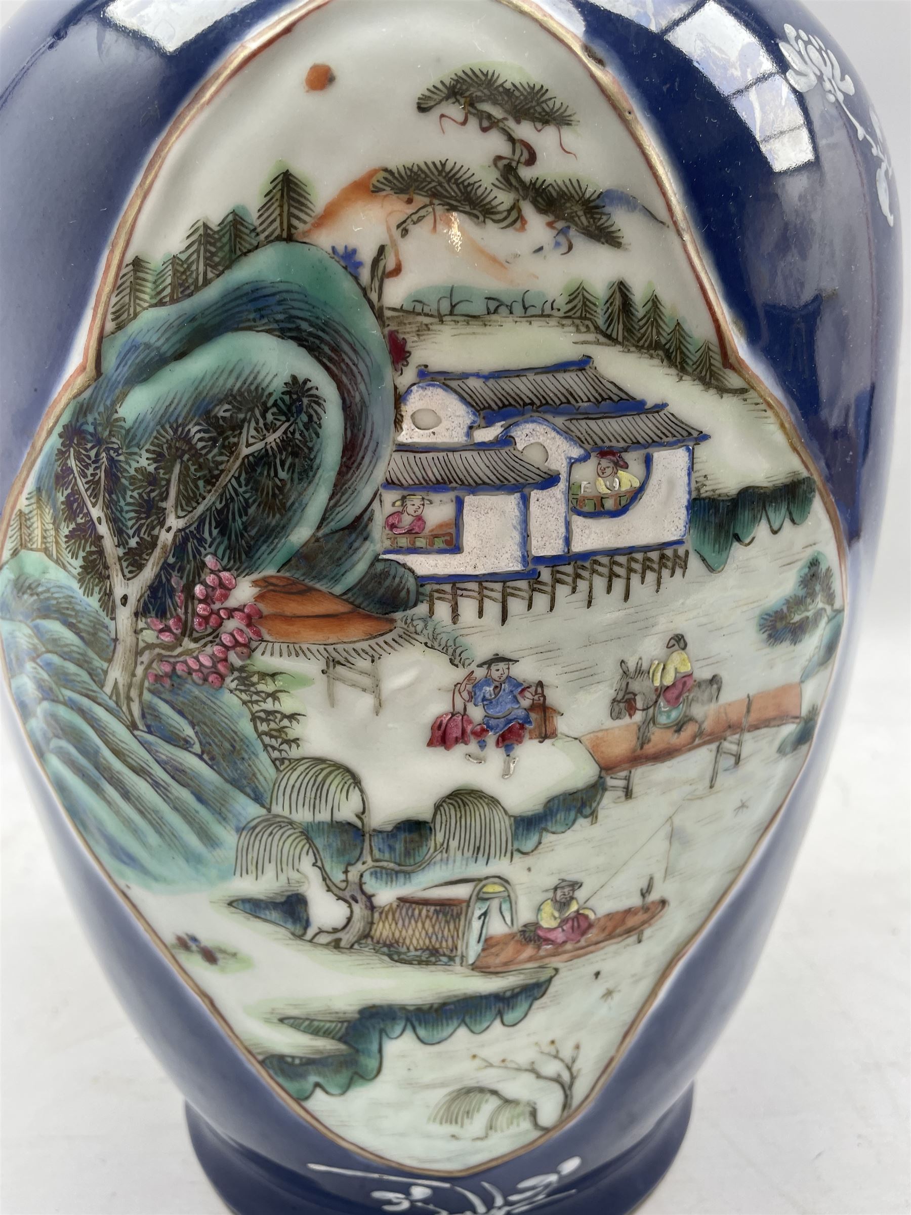 19th/ early 20th Chinese powder blue baluster form vase - Image 2 of 7