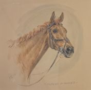 English School (20th century): 'Moment of Madness' Head and Shoulders Study of a Chestnut Horse