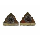 Pair of Irish Guards menu holders with silver and enamel badges