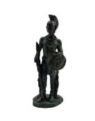 Bronze model of a Native American with green patina