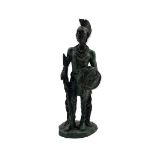 Bronze model of a Native American with green patina