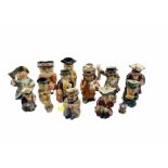 Collection of ten Roy Kirkham character jugs including Night Watchman