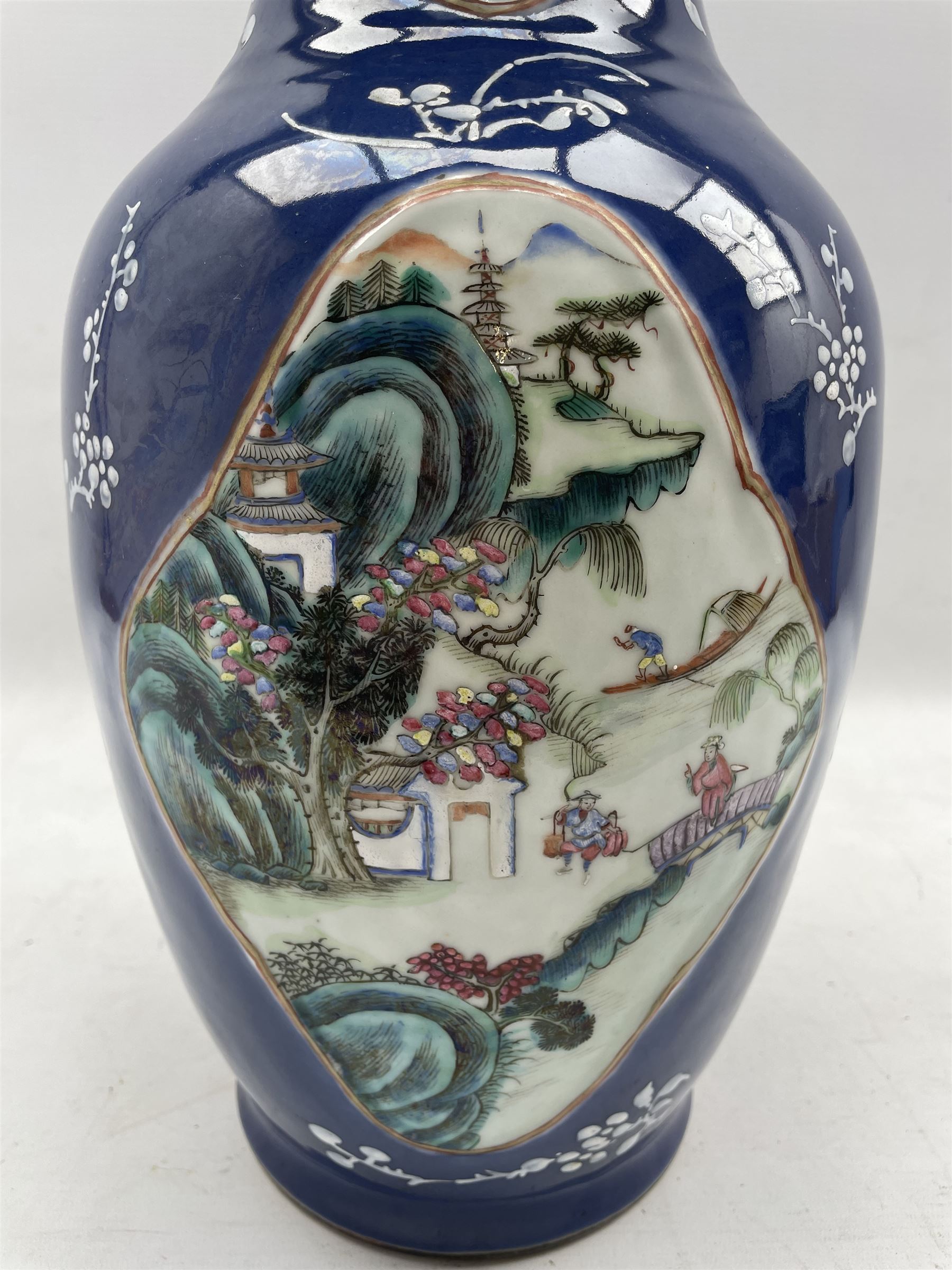 19th/ early 20th Chinese powder blue baluster form vase - Image 3 of 7