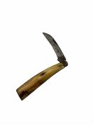 Early 20th century Saynor stag horn pruning knife L18cm when open