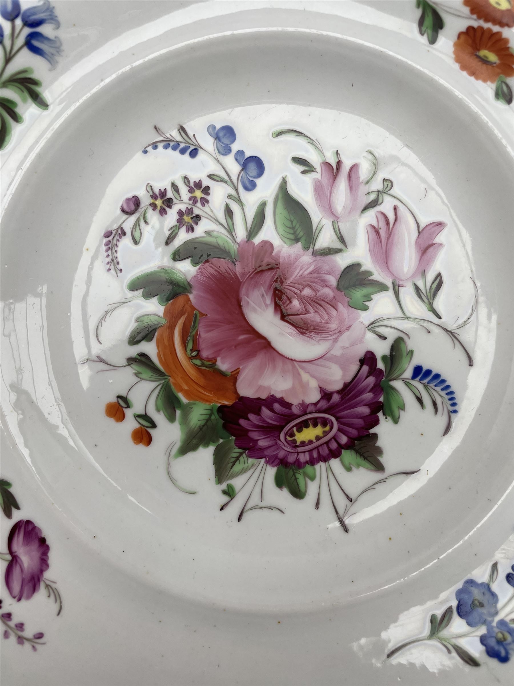 Set of ten Victorian Coalport design dessert plates individually painted with a centre spray of flow - Image 2 of 3