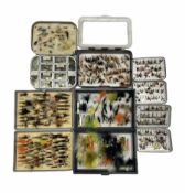 Fishing flies housed in six fly boxes