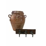 Large salt glazed terracotta pot with lid