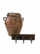 Large salt glazed terracotta pot with lid