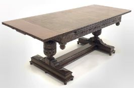 Large oak duo draw leaf dining table