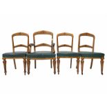 Set five (4+1) late Victorian oak dining chairs