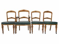 Set five (4+1) late Victorian oak dining chairs