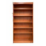 Teak open bookcase with five adjustable shelves W90cm
