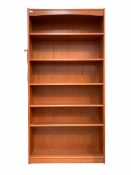 Teak open bookcase with five adjustable shelves W90cm