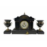 A late 19th century French eight-day twin train rack striking mantle clock striking the hours and ha