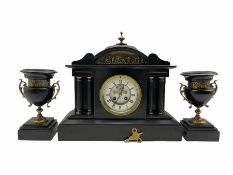 A late 19th century French eight-day twin train rack striking mantle clock striking the hours and ha