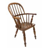 George III oak and ash childs Windsor armchair