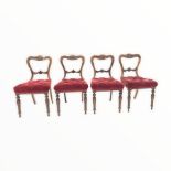 Set four early Victorian rosewood dining chairs