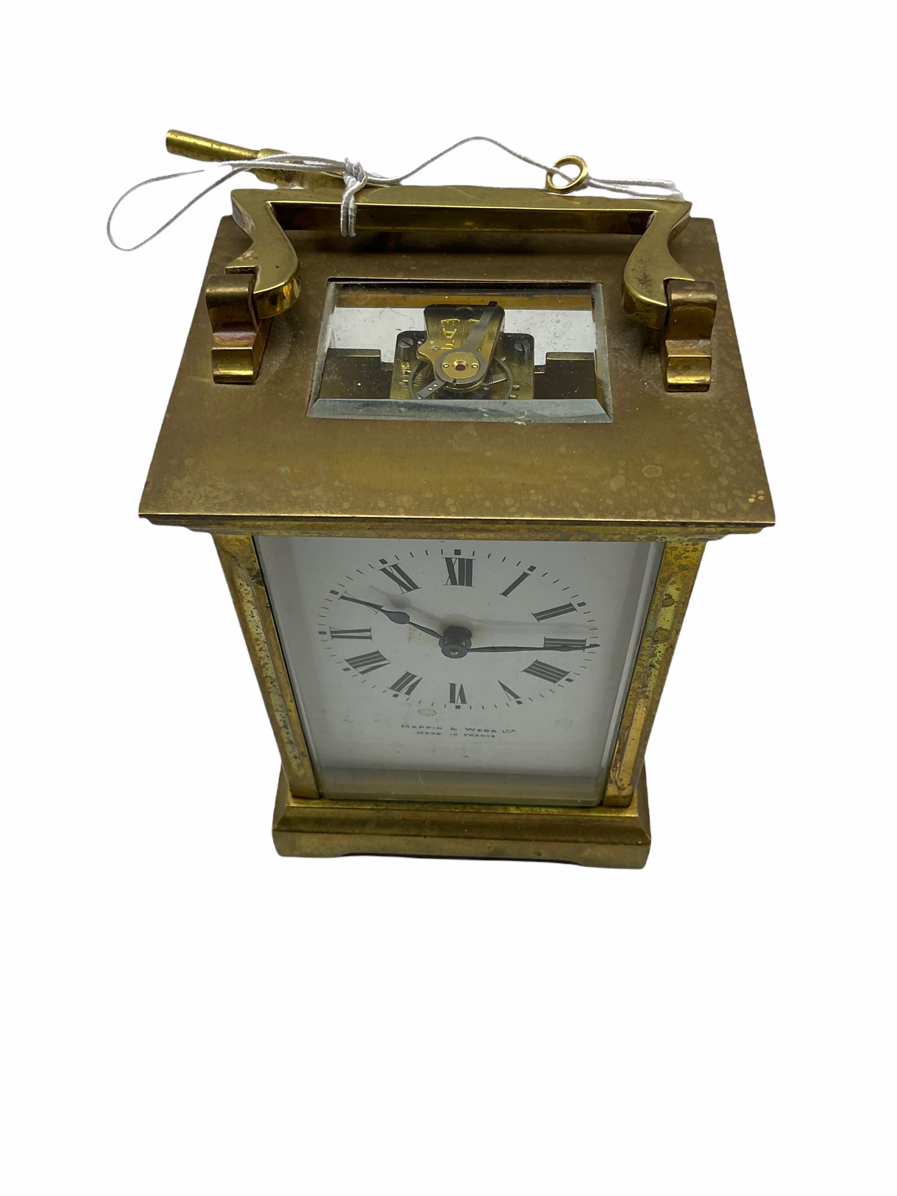 A French 20th century Anglaise cased 8-day timepiece carriage clock with a seven jewelled lever plat - Image 4 of 4