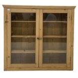 Early 20th century pine wall hanging kitchen cabinet